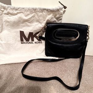 Black leather Michael Kors cross-body, like new!